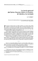 La teoría general del Señor Keynes sobre el empleo, el interés y la moneda