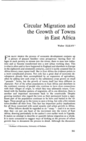 Circular migration and the growth of towns in East Africa