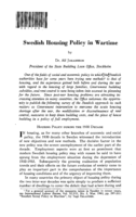 Swedish Housing Policy in Wartime