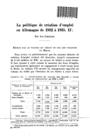 La politique de création d'emploi en Allemagne de 1932 à 1935: II
