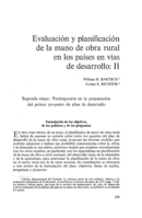 Evaluación y planificación de la mano de obra rural en los países en vías de desarrollo: II