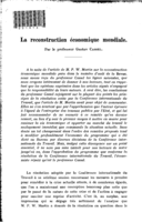 La reconstruction économique mondiale