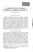 La condition sociale, économique et juridique des employées de maison: II