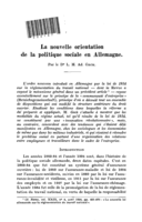 La nouvelle orientation de la politique sociale en Allemagne