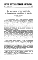 Le mouvement ouvrier américain et l'organisation scientifique du travail