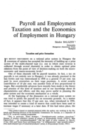 Payroll and employment taxation and the economics of employment in Hungary