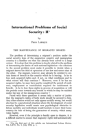 International problems of social security: II