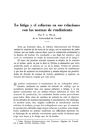 La fatiga y el esfuerzo en sus relaciones con las normas de rendimiento
