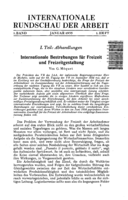 Possibilities of international action in regard to workers' spare time