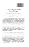 Le service du personnel en Grande-Bretagne: son expansion pendant la guerre