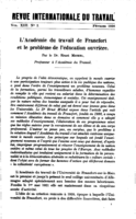 L'Académie du travail de Francfort et le problème de l'éducation ouvrière