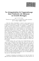 La réorganisation de l'apprentissage dans l'industrie du bâtiment en Grande-Bretagne