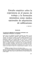 Estudio empírico sobre la experiencia en el puesto de trabajo y la formación sistemática como medios opcionales de adquisición de calificaciones