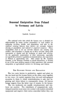 Seasonal emigration from Poland to Germany and Latvia
