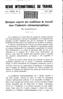 Quelques aspects des conditions de travail dans l'industrie cinématographique