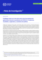 El diálogo social en el más alto nivel como herramienta de gobernanza durante la pandemia de COVID-19: tendencias mundiales y regionales y cuestiones de política