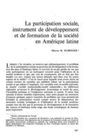 La participation sociale, instrument de développement et de formation de la société en Amérique latine