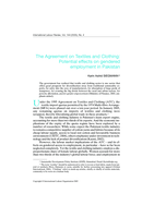 The Agreement on Textiles and Clothing: potential effects on gendered employment in Pakistan