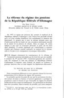 La réforme du régime des pensions de la République fédérale d'lAllemagne