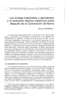 Los artistas intérpretes o ejecutantes y la evolución técnica veinticinco años después de la Convención de Roma