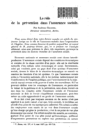 Le rôle de la prévention dans l'assurance sociale