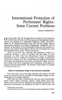 International protection of performers' rights: some current problems