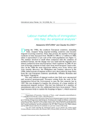 Labour market effects of immigration into Italy: an empirical analysis