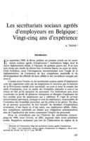 Les secrétariats sociaux agréés d'employeurs en Belgique: vingt-cinq ans d'expérience