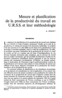 Mesure et planification de la productivité du travail en URSS et leur méthodologie