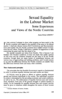 Sexual equality in the labour market: some experiences and views of the Nordic countries
