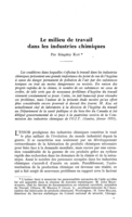 Le milieu de travail dans les industries chimiques
