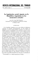 La legislación social vigente en la República Argentina en los momentos actuales