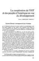 La coopération de l'OIT et des peuples d'Amérique en vue du développement