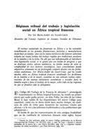 Régimen tribual del trabajo y legislación social en África tropical francesa