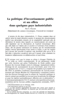 La politique d'investissement public et ses effets dans quelques pays industrialisés