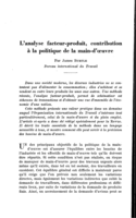 L'analyse facteur-produit, contribution à la politique de la main-d'œuvre