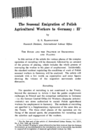 The seasonal emigration of Polish agricultural workers to Germany: II