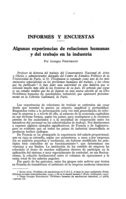 Algunas experiencias de relaciones humanas y del trabajo en la industria