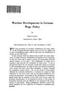 Wartime developments in German wage policy