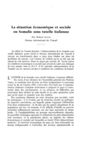 La situation économique et sociale en Somalie sous tutelle italienne