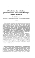 L'évolution des relations professionnelles en Grande-Bretagne depuis la guerre