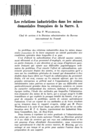 Les relations industrielles dans les mines domaniales françaises de la Sarre: I