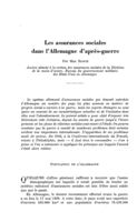 Les assurances sociales dans l'Allemagne d'après-guerre