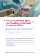 Importance of the effective respect and implementation of ILO’s International Labour Standards (ILS) in the context of the outbreak of COVID