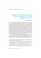 Egalité hommes-femmes et sécurité sociale: jurisprudence de la Cour européenne de justice
