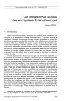 Les programmes sociaux des entreprises tchécoslovaques