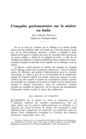 L'enquête parlementaire sur la misère en Italie