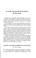 Le Code du travail de la France d'outre-mer