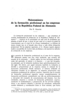 Mejoramiento de la formación profesional em las empresas de la República Federal de Alemania