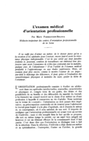 L'examen médical d'orientation professionnelle